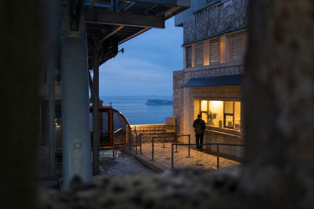 Ticket window and boarding area of the Dubrovnik cable car station