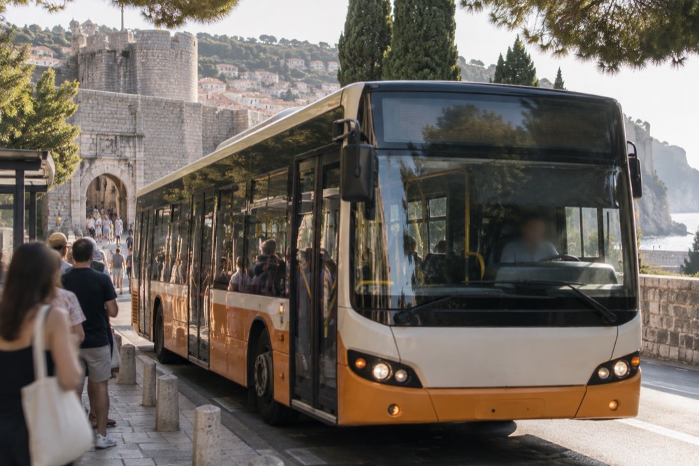 Number 1A bus at the Pile Gate stop near the Old Town