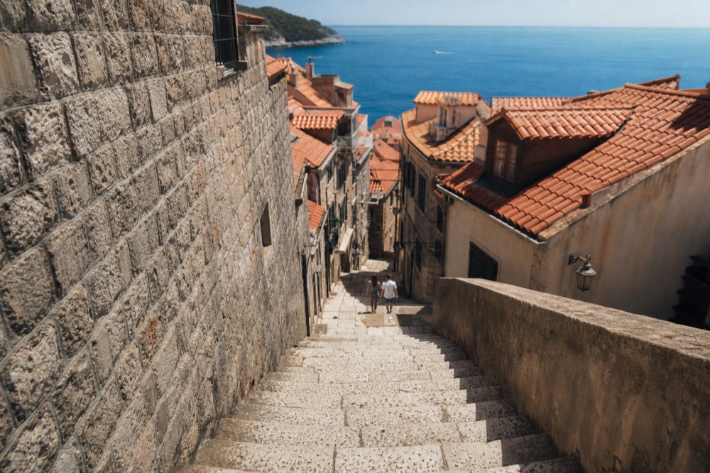 The Jesuit Stairs descending to St Ignatius Church, the real Walk of Shame